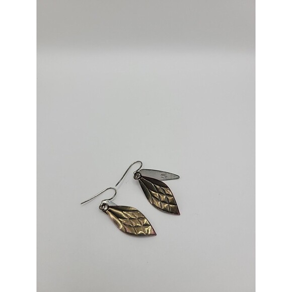 New Jody Coyote Silverworks Pink Silver Leaf Dangle Earrings Pierced Artisan - Picture 10 of 11